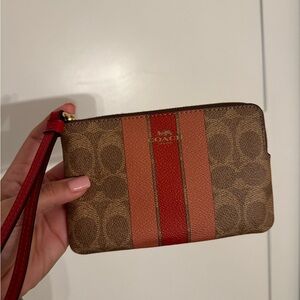 Coach Tan and Red Wristlet
